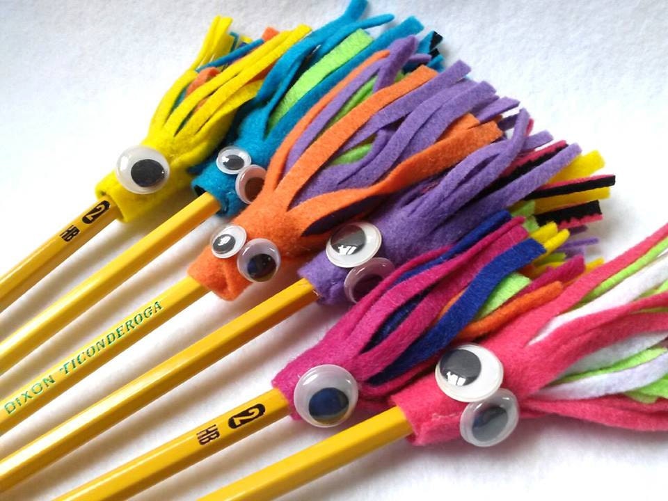 Monster Pencil Topper set of Four Felt Pencil by CurlyTailCrafts