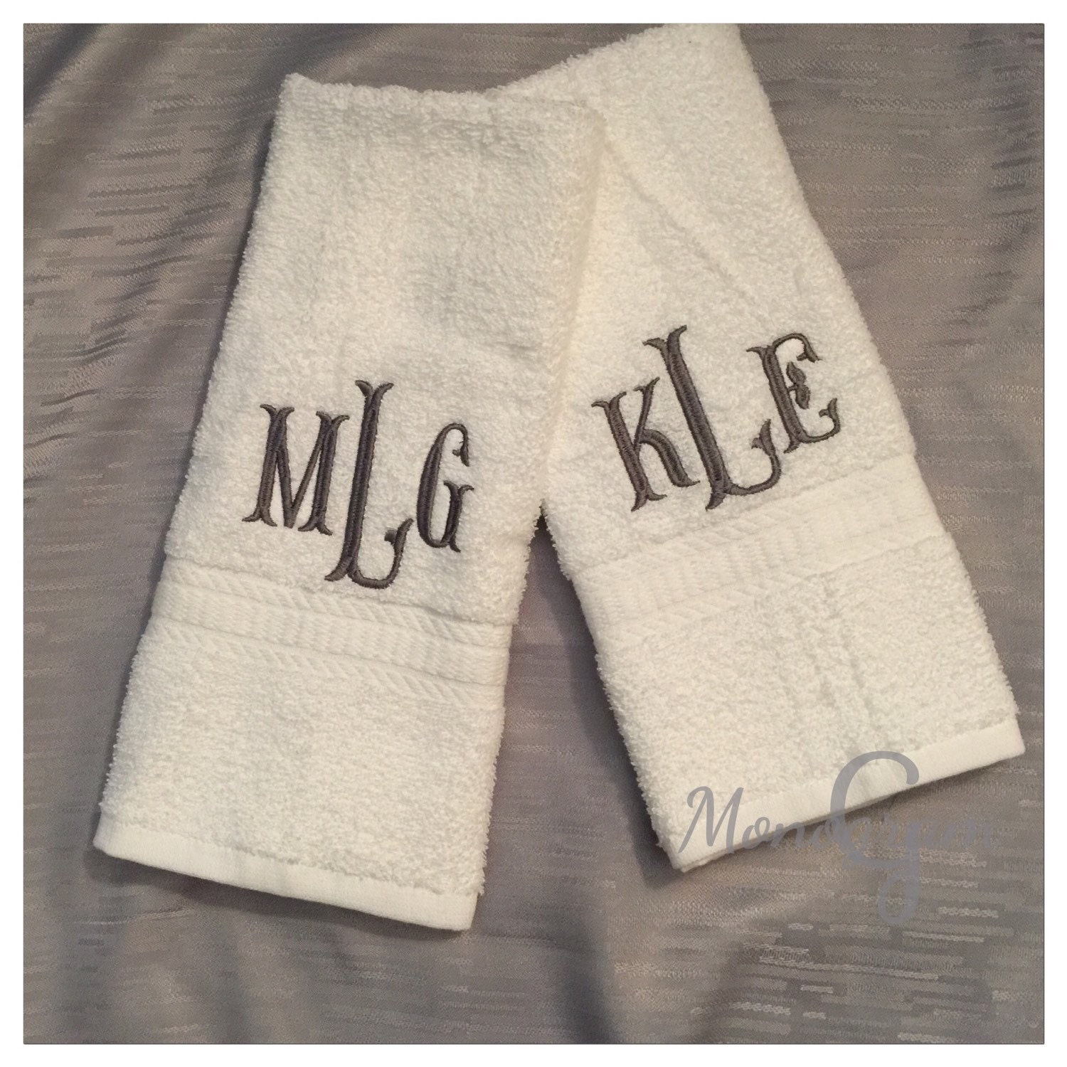 Monogram Hand Towel Set/ Personalized Hand Towels/ by GMonogram