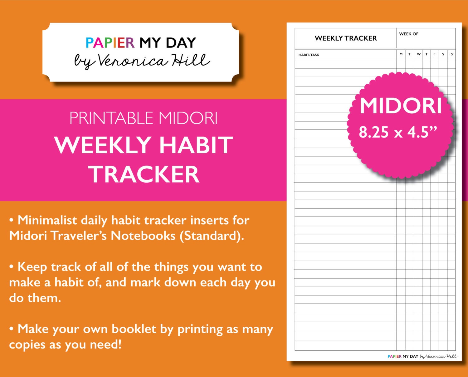 Midori Travelers Notebook Weekly Habit Tracker Habit