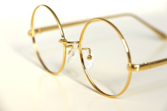 Gold Vintage Glasses XL Round Metal Frame Retro By ClassicalSense