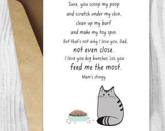UK Father's Day Cards, Cat Dad Fathers Day Card, Printable Father's Day Card, Funny Father's Day Digital Card, Fur Baby Instant Download