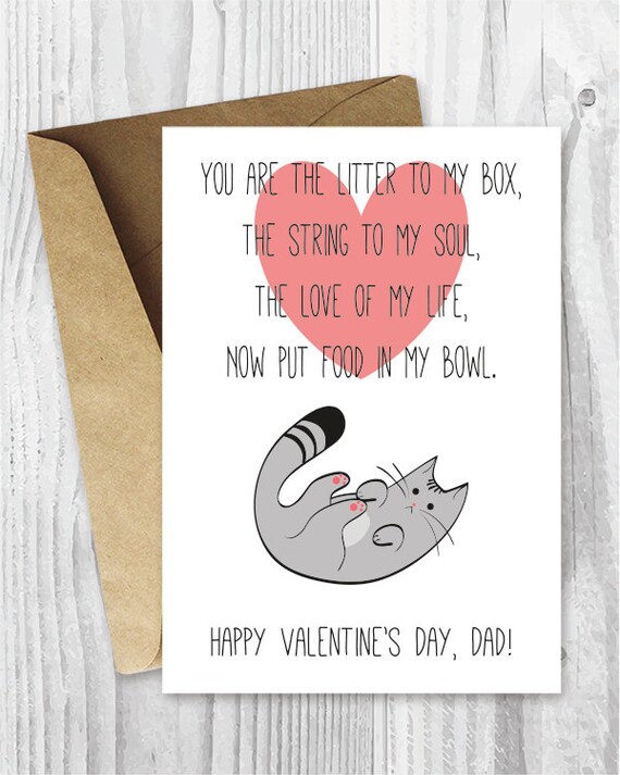 Funny Printable Valentine Valentine s Day Dad Card Cat