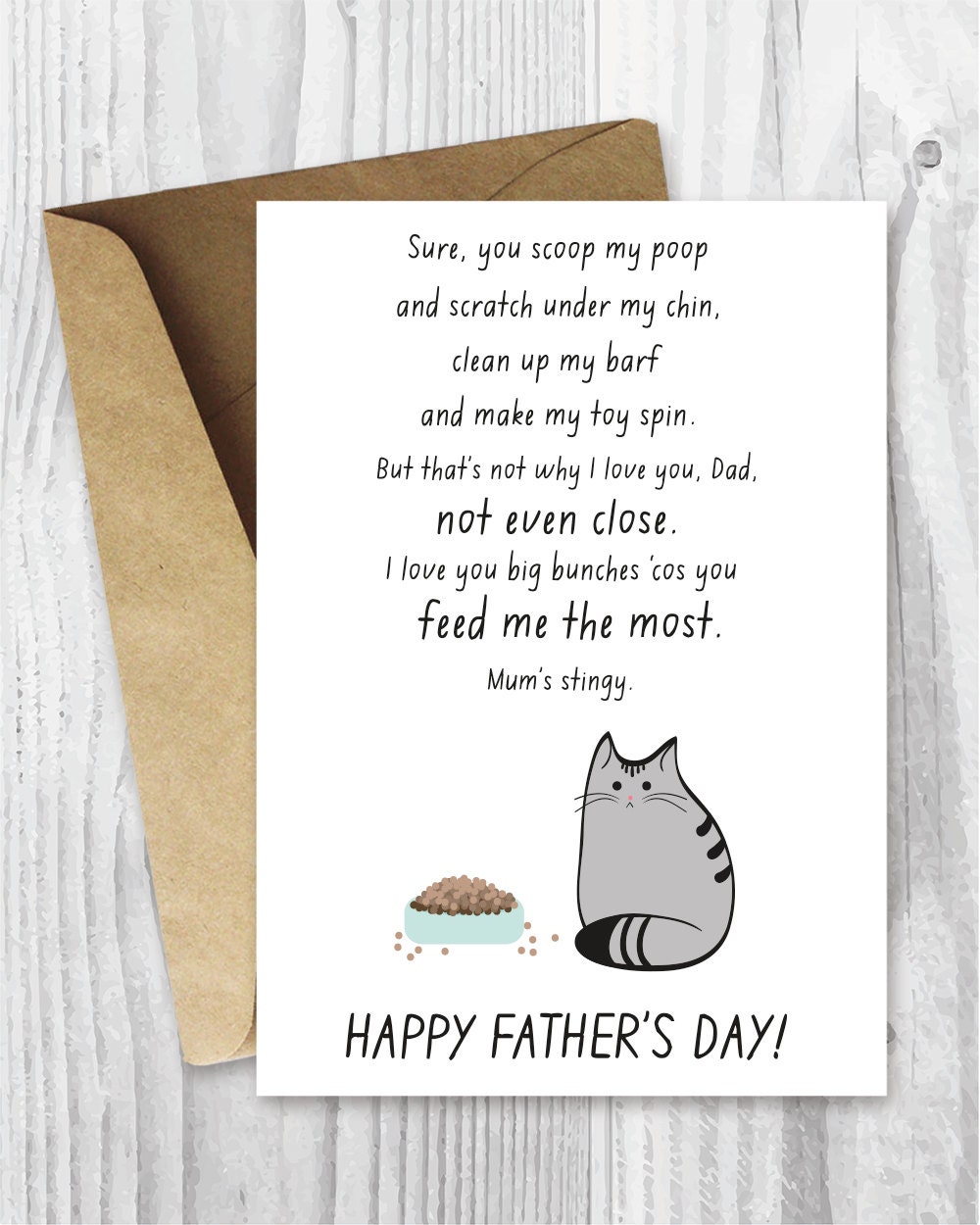 UK Father's Day Cards Cat Dad Fathers Day Card Printable