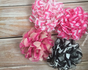 4 Chevron Lace Flowers - 3.75" Flower Head - Hair Accessory Supplies - DIY - Create Your Own