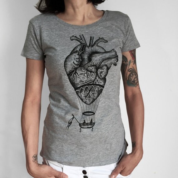 Anatomical heart hot air balloon tshirt for by Hardtimestore