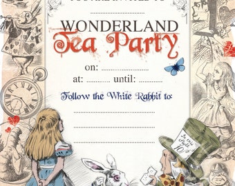 Alice in Wonderland A4 Printable Poster Art Mad Hatter Tea