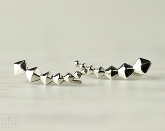 Sterling Silver Ear Cuff Pyramid Tail Ear Sweep Pin Earrings Boho Jewelry Gold - FES010 T2