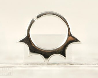 Septum Ring Nose Ring Body Jewelry Sterling Silver Bohemian Fashion Indian Style 14g 16g - SE022R SS T2