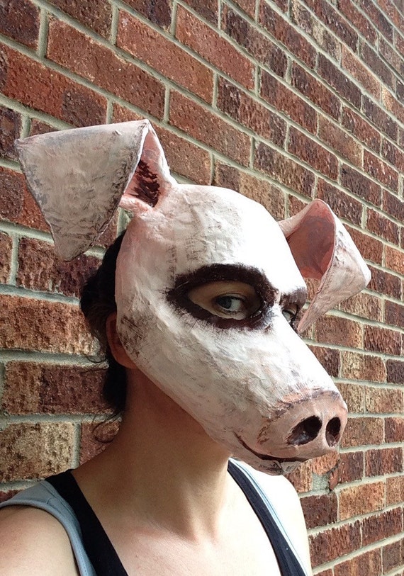 Pig mask/paper mache mask/ papier mache by MrPolskysMenagerie