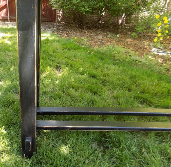 Refinished Wood Farmhouse Sofa Table Distressed Black with
