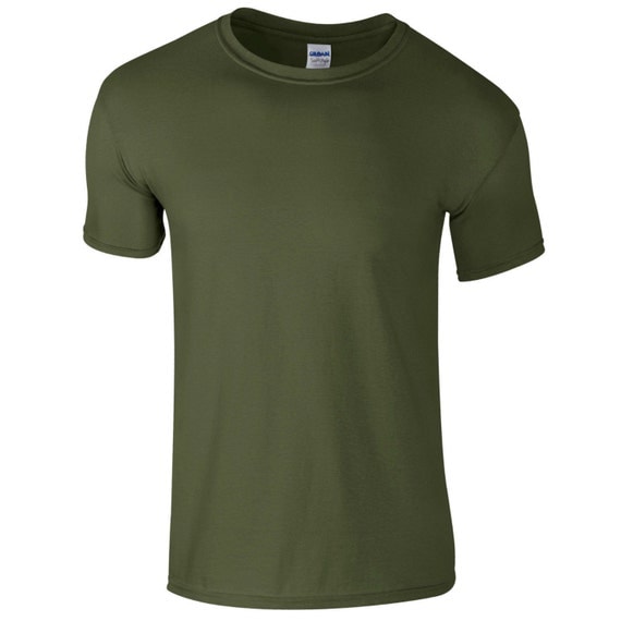 Plain Military Green T-Shirt. Unisex 100% Cotton Jersey