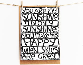 greeting card - you are my sunshine you make me happy - gift card - 106x145xmm