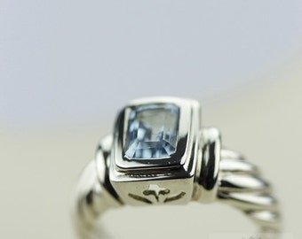Size 5 SWISS BLUE TOPAZ (Nickel Free) 925 Fine Sterling Silver Ring & Free Worldwide Express Shipping