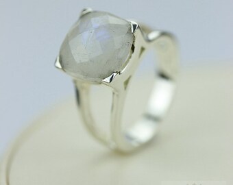 6 Carat Natural Moonstone Sterling Silver Ring For Men & Women – Handmade, Sizes 5-13, Indian Jewelry