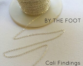 1.3mm Sterling Silver Chain- BY FOOT- Flat Cable Chain 1.3mm - Sterling Cable Chain, Bulk Chain, Dainty Silver Chain, Silver Cable Chain