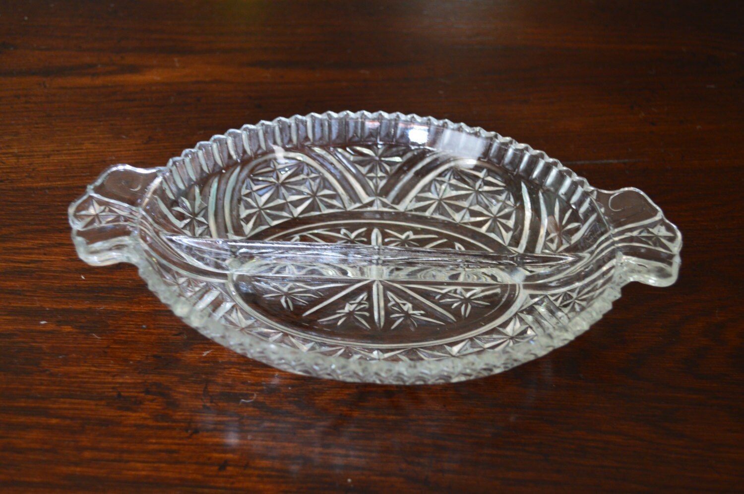 Vintage crystal divided relish tray 1960's