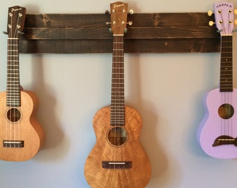 Wooden Ukulele Wall Hanger (also great for a mix of ukulele, banjo, mandolin, etc.)