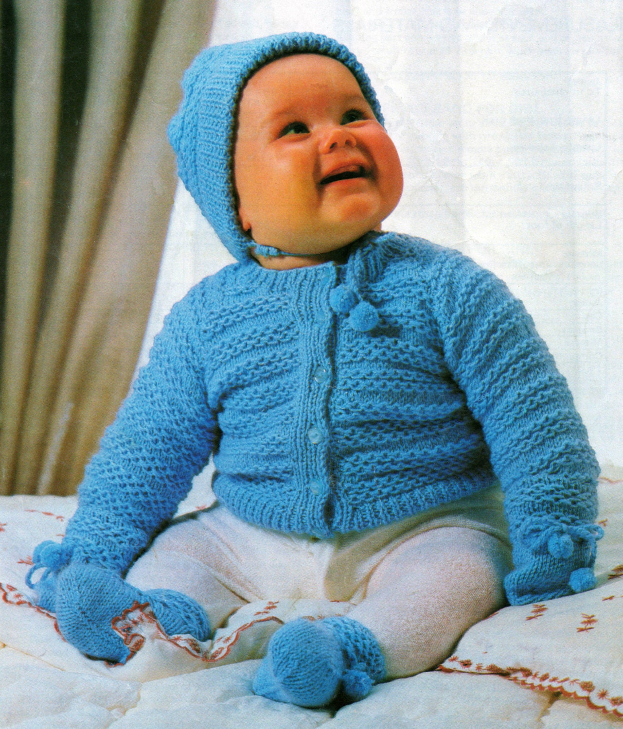 Baby Jacket Cap Bootees and Mittens Knitting Pattern - 16 ...