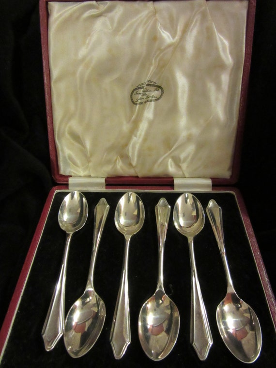 James Walker A1 Boxed Set of 6 Silver Plated Tea Spoons