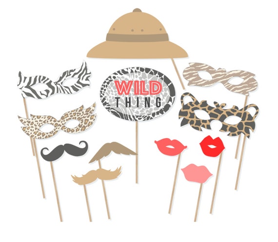 Instant Download Animal Print Photo Booth Props Safari