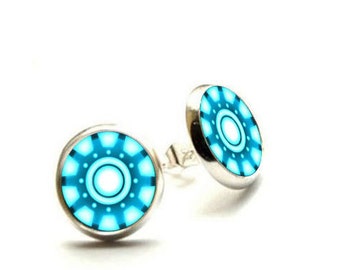 Iron Man Arc Reactor Earrings - Silver Stud Earrings - Hypoallergenic Earrings