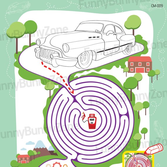 Items similar to Printable Car Coloring Page with Maze, Preschool ...