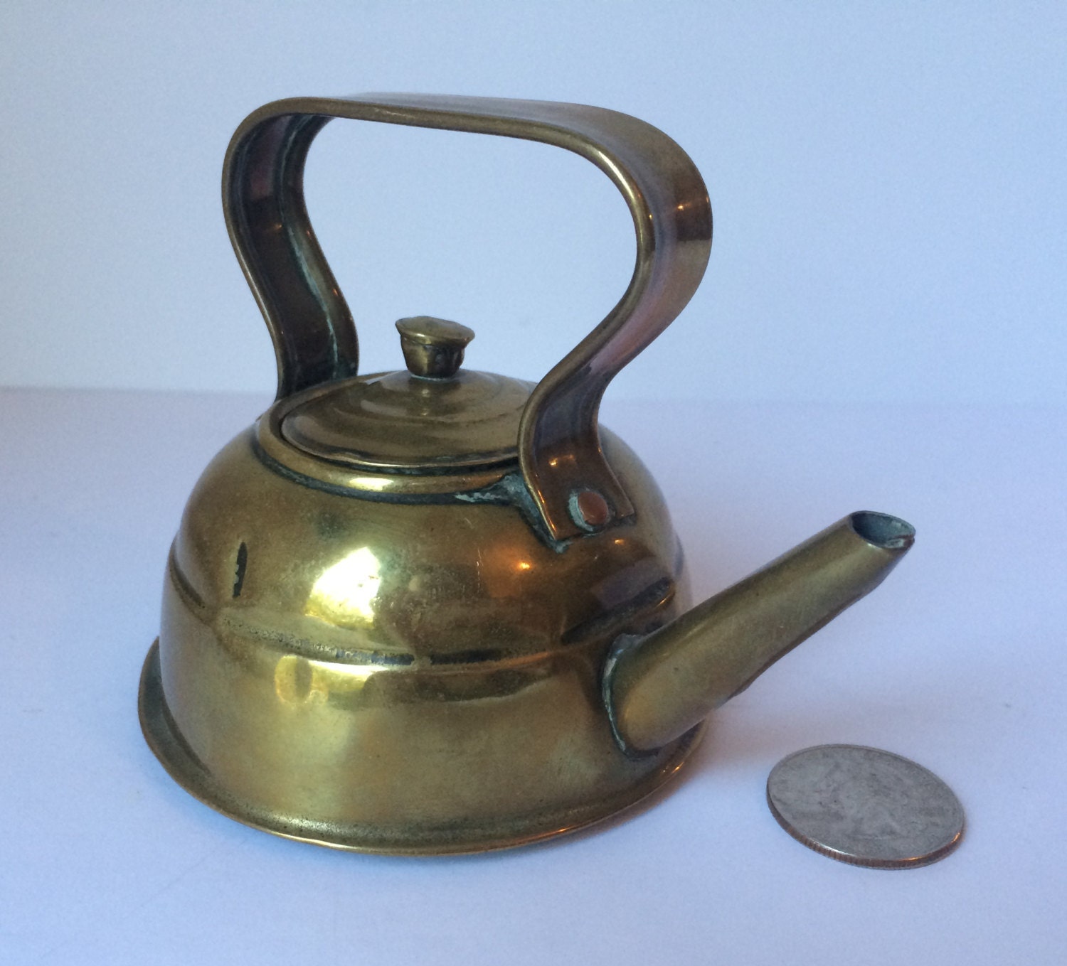 Antique miniature brass tea kettle