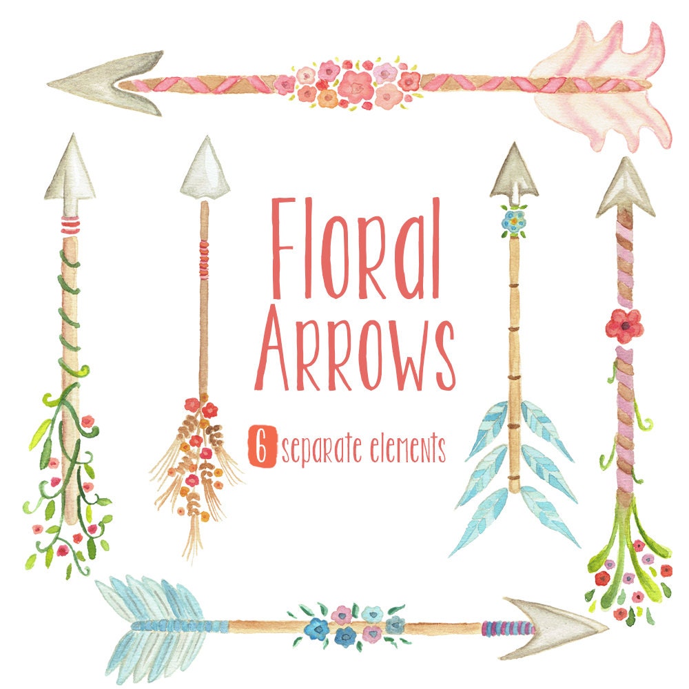 Download Watercolor Floral Arrows Clipart tribal arrows flowers