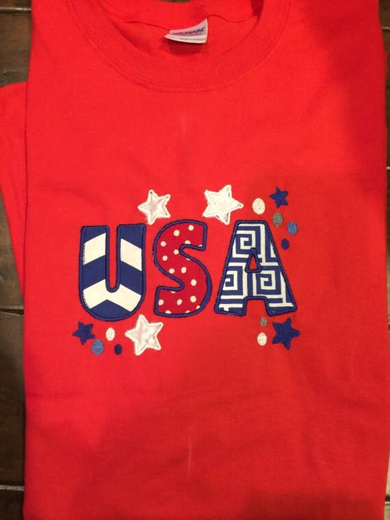 Items similar to Fourth of July USA Applique shirt on Etsy