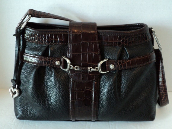 Brighton Black Pebbled Leather Shoulder Bag by 51Yale on Etsy