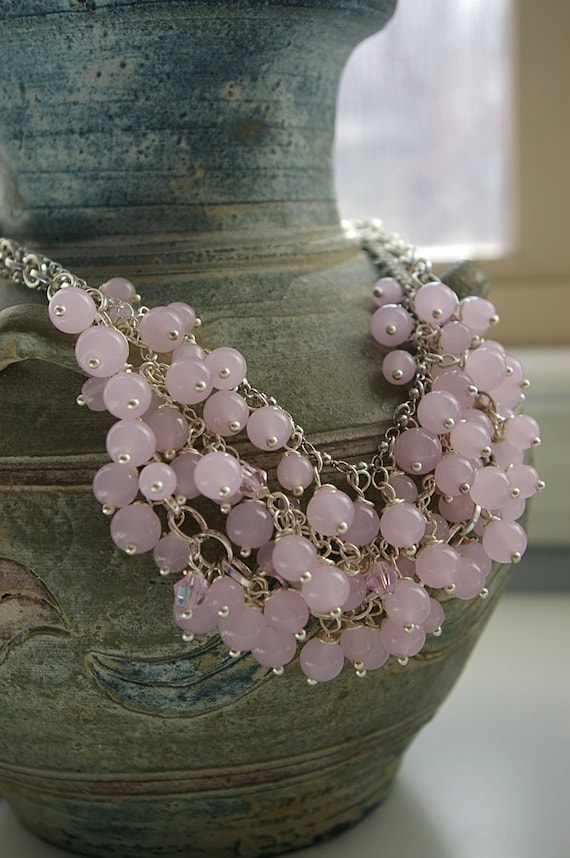 Blush Rose Quartz Statement Necklace Layered by SparkleBySharon