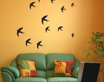 Swallow Wall Stickers - Birds wall decal - Pack of 12 or 24