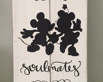 Rustic Home Decor, Mickey & Minnie Sign, Custom Names and Date ~ Disney Wedding/ Anniversary, Rustic Pallet Sign, Disney Sign