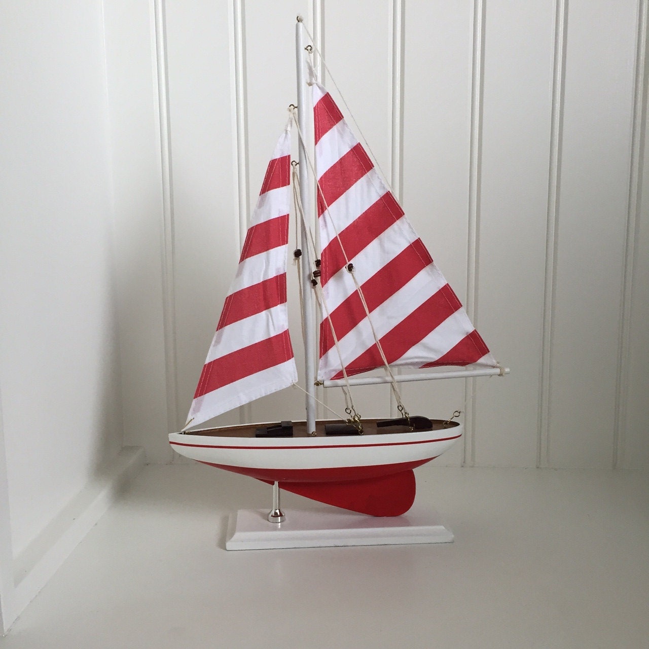 Red Wooden Model Sailboat model ship model boat by ParadiseDecor