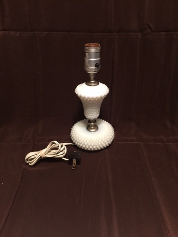 hobnail  Lamp BeeMtCollectibles White bedside Vintage Bedside glass by Hobnail lamp Milk Glass milk