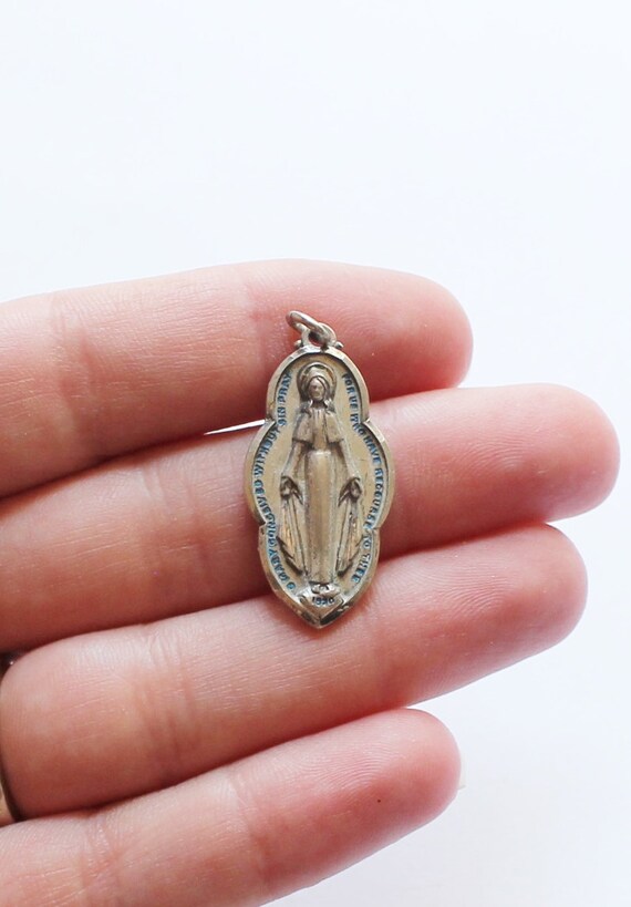 Antique Sterling Silver Virgin Mary Pendant
