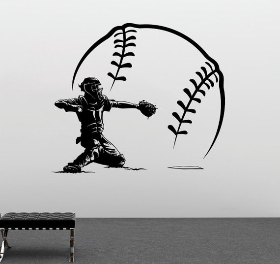 Baseball Wall Vinyl Decal Baseball Player by kellywallstickers