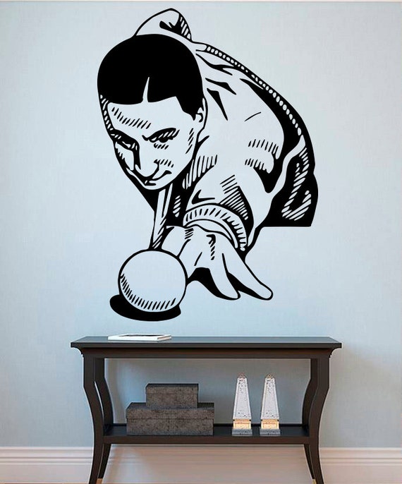 Billiards Wall Vinyl Decal Billiards Player by kellywallstickers