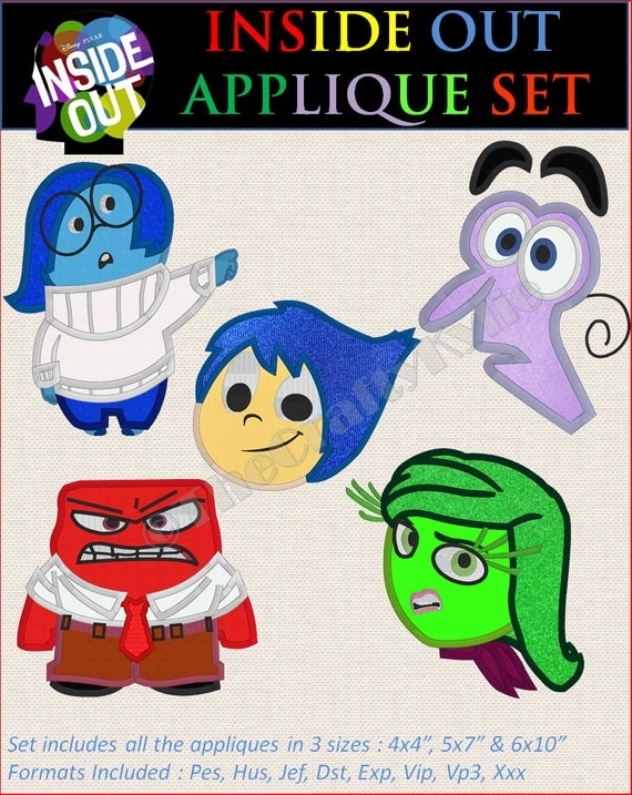 Disney Inside Out Set of 5 Applique Machine Embroidery Designs