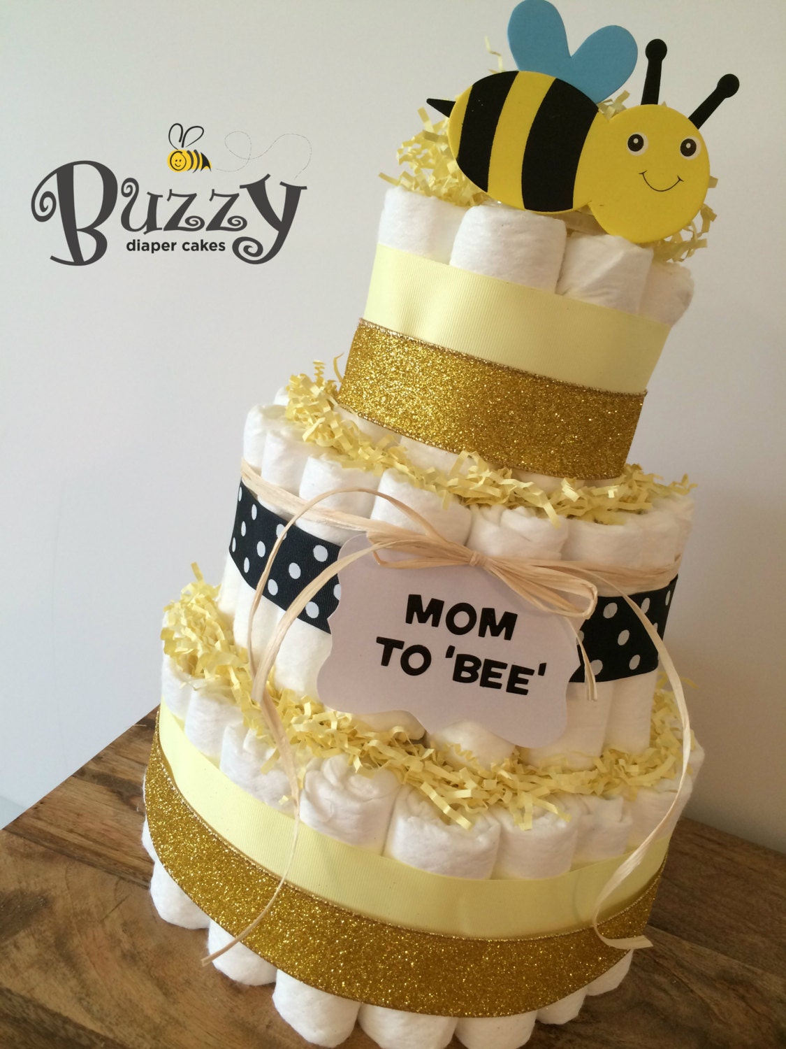 Mom to Bee Bumble Bee Diaper Cake for Gender Neutral Baby