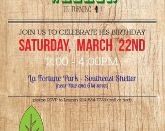 1yr Custom Woodland/Outdoor Birthday Invitation
