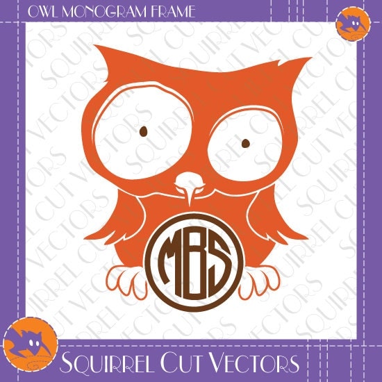 Download Adorable Owl Monogram Frame SVG DXF EPS Cutting files