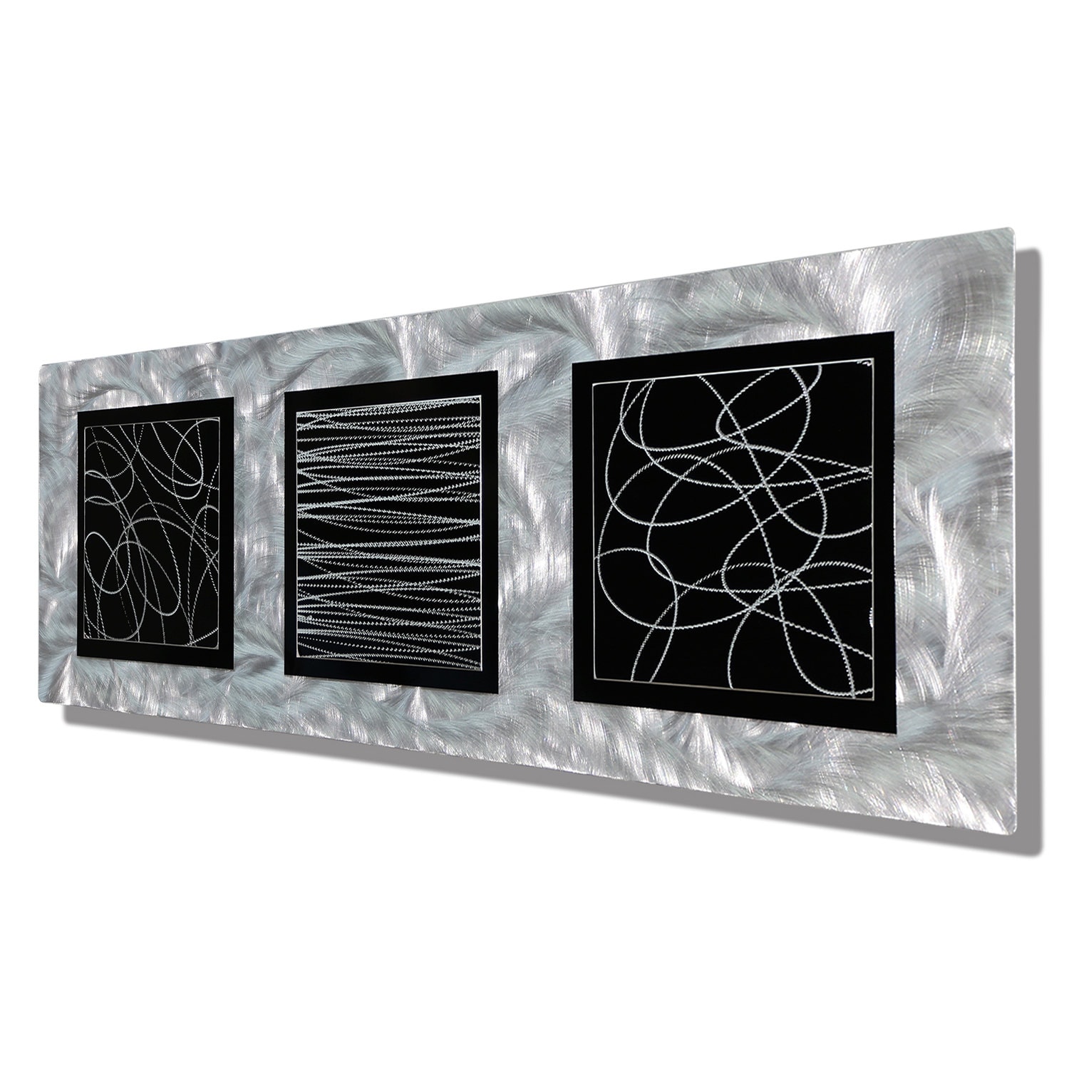 Silver Modern Metal Wall Art Black Etched by JonAllenMetalArt