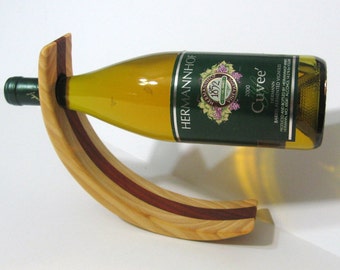 Amazing Balancing Wine Bottle Holder Made Of Two Woods