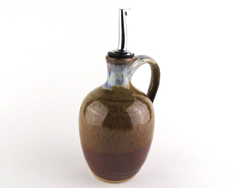 Pottery Olive Oil Cruet Olive Oil Dispenser by LomaPrietaPottery