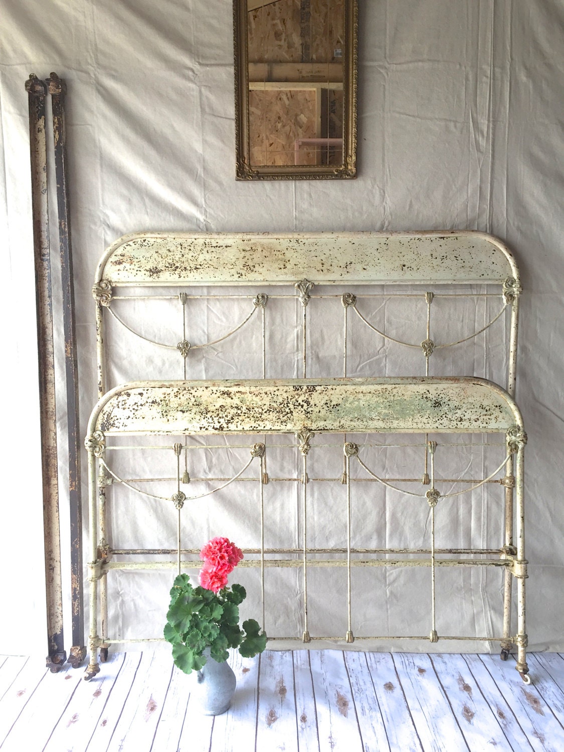 SALE Cast Iron Bed frame in Chippy Creamy Butter by SiloSprings