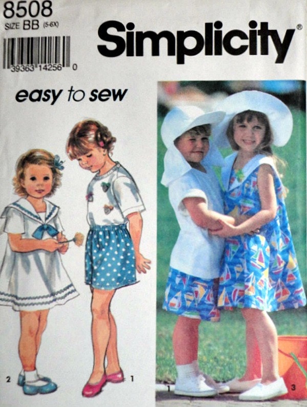 Child’s Shorts, T-Shirt, Dress And Hats, Simplicity 8508 Sewing Pattern ...