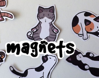 Cute Yoga Cat Decorative Magnets! Pack of 8 - Custom Made to Order