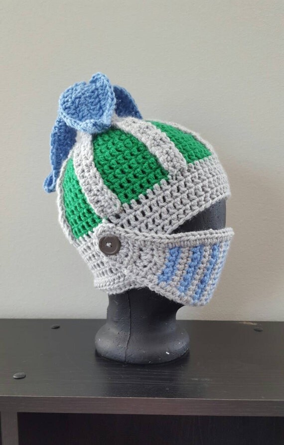 Items similar to Blue and green Onion Helm FFXIV Knight Helmet Hat