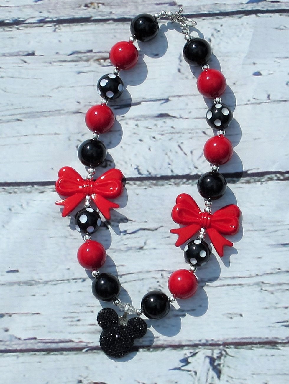 red minnie mouse necklace chunky necklace girls necklace